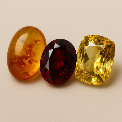 amber and garnet and topaz