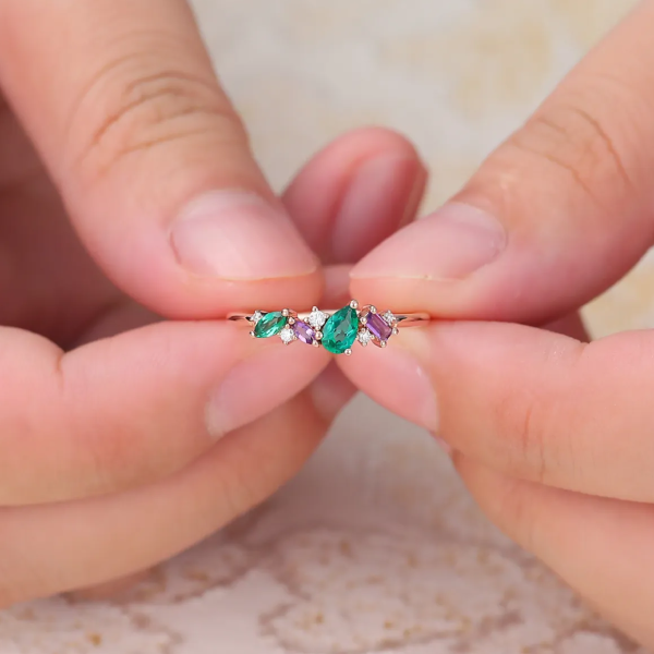 amethyst and emerald ring