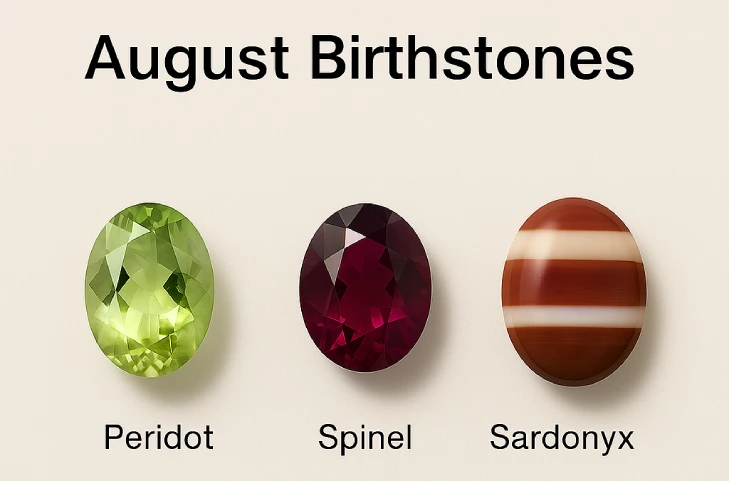 august birtshtone peridot spinel sardonyx