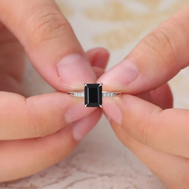 black onyx diamond ring