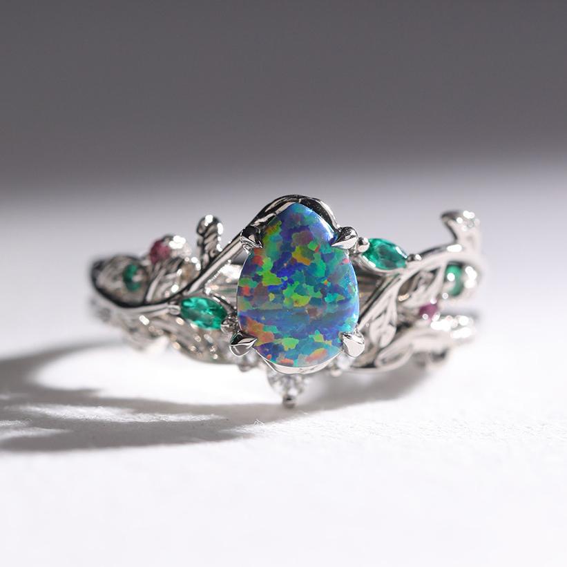 black opal engagement ring