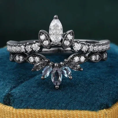 black rutilated quartz wedding band