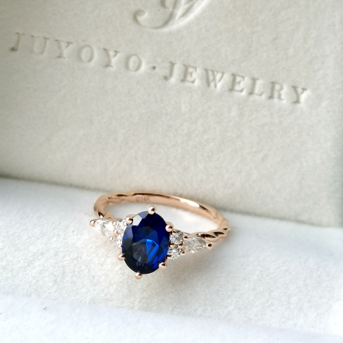 Oval Cut Lab Sapphire Rose Gold Twisted Engagement Ring