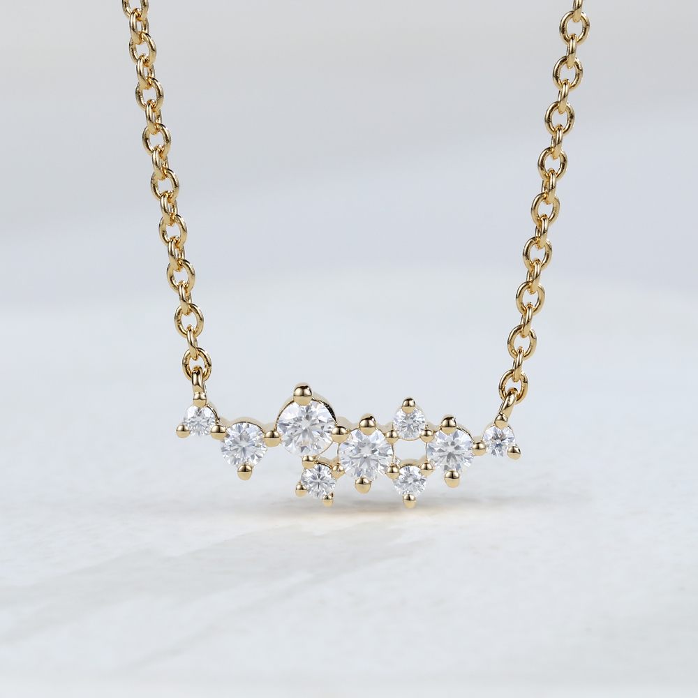 Cluster Moissanite Pendant Necklace With Cable Chain