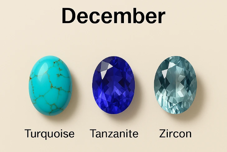 december birthstone turquoise tanzanite ziron
