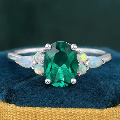 emerald moonstone ring white gold