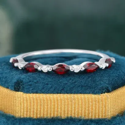 garnet half eternity wedding band