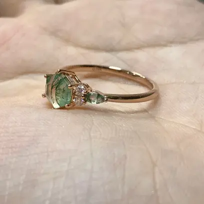 gold moss agate engagement ring