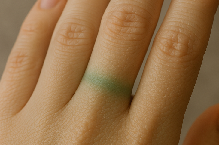 green stains on finger