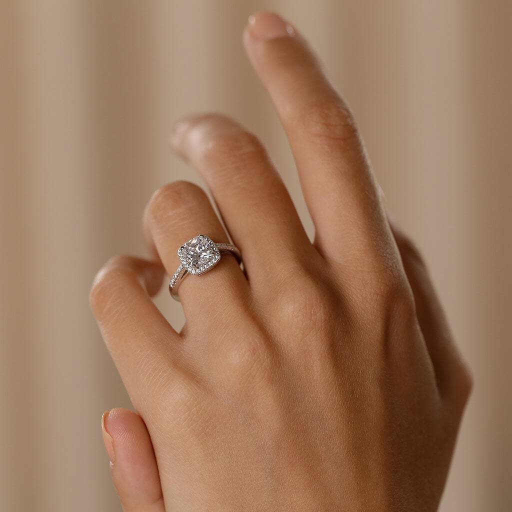 3 Carat Moissanite Halo Engagement Ring
