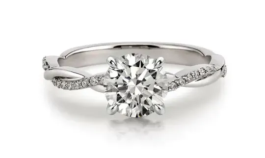 Twisted Vine Round Moissanite Engagement Ring