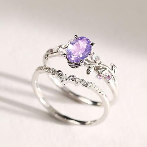Nature-Inspired Oval Cut Lavender Amethyst Engagement Ring