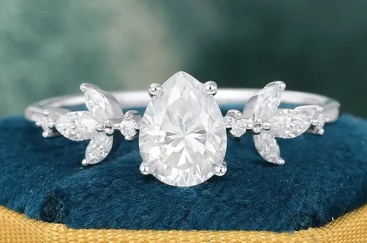 moissanite and diamond engagement ring