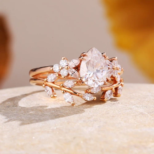 rose gold moissanite bridal set