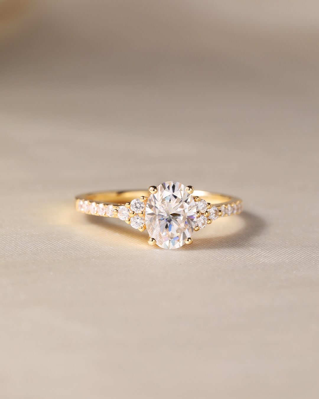 moissanite engagement ring yellow gold