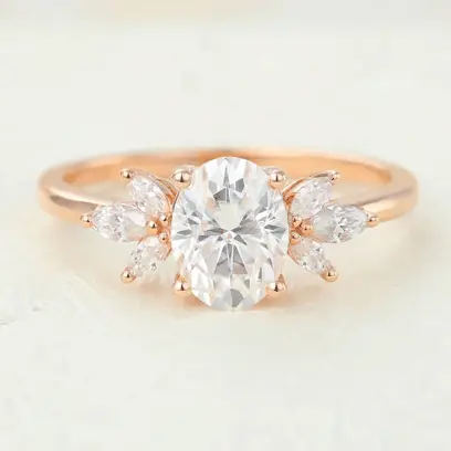 moissanite rose gold engagement ring