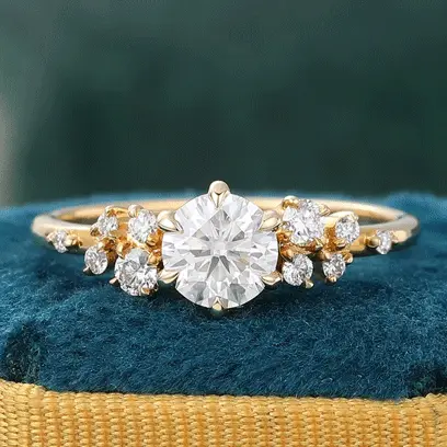 moissanite yellow gold vintage engagement ring