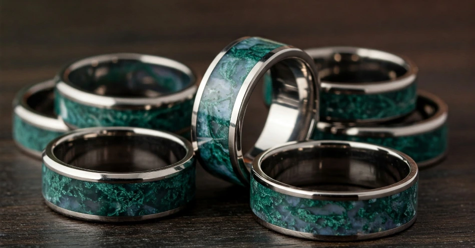 mens moss agate ring