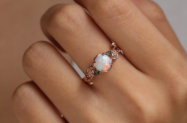 opal nature inspired ring