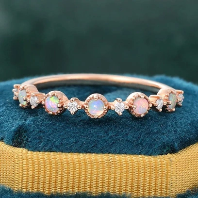 opal wedding ring rose gold