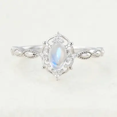 oval blue moonstone vintage ring