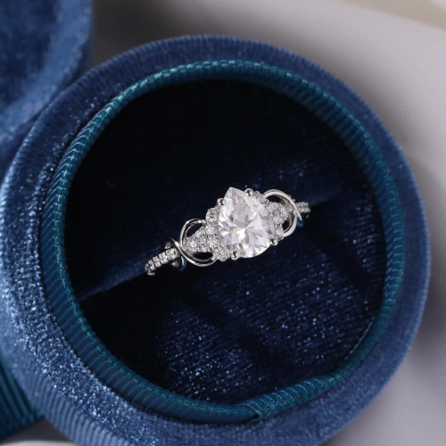 Pear Cut Moissanite Engagement Ring Infinity Promise Ring Pav&eacute; Diamond Ring Rose Gold