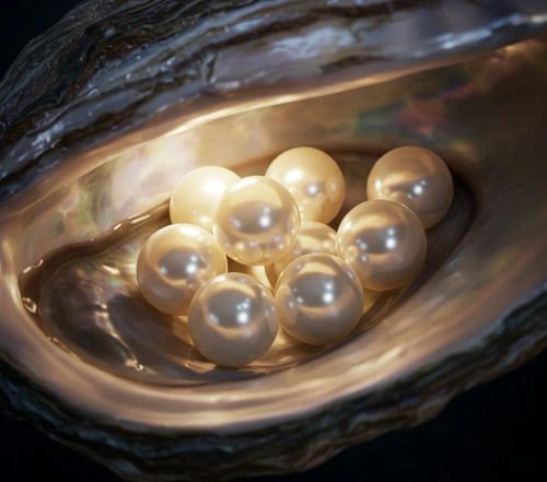 pearls on the mollusk