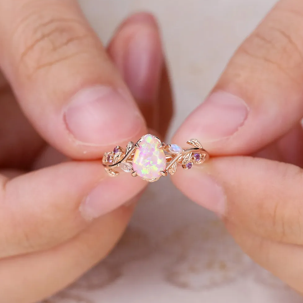 pink opal engagement ring