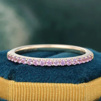 pink sapphire wedding band