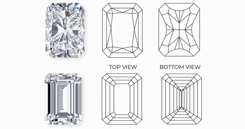 radiant vs emerald cut in facets