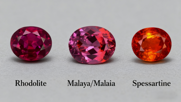 rhodolite and malaya and spessartine