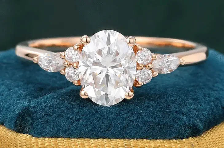 rose gold moissanite engagement ring