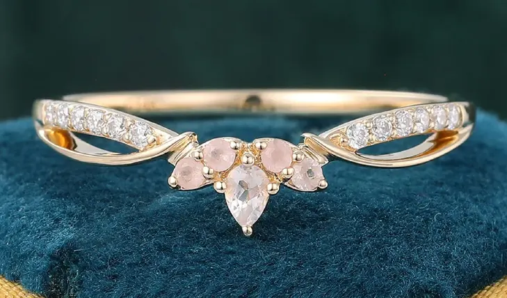rose quartz wedding band