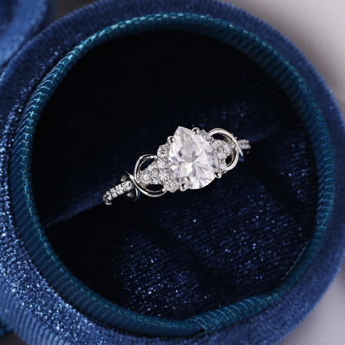 Pear Cut Moissanite Engagement Ring Infinity Promise Ring Pav&eacute; Diamond Ring Rose Gold