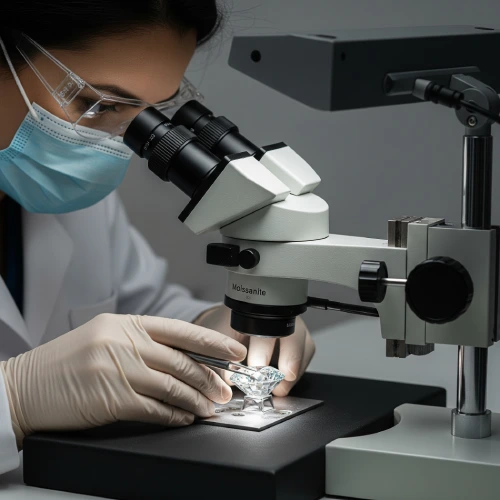 use jeweler loupe to identify a moissanite