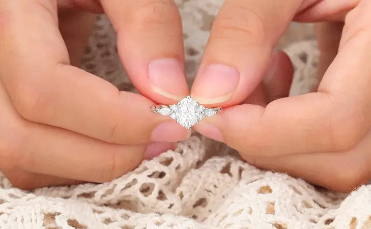 white gold moissanite engagement ring