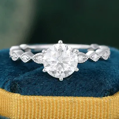 white gold moissanite engagement ring