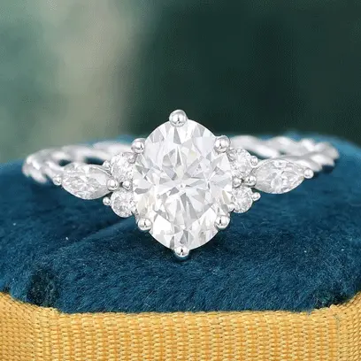 white gold moissanite ring