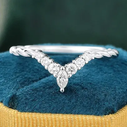 white gold moissanite wedding band