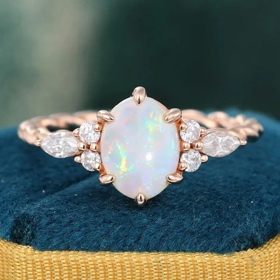 white opal engagement ring