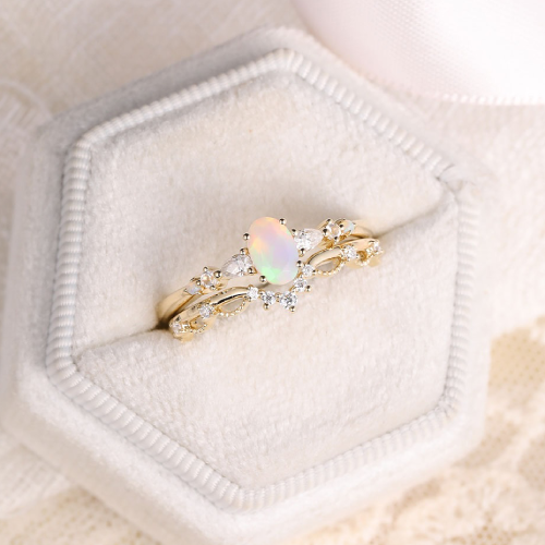 white opal ring set