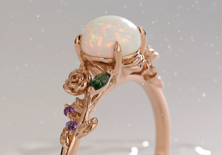 opal nature inspired ring