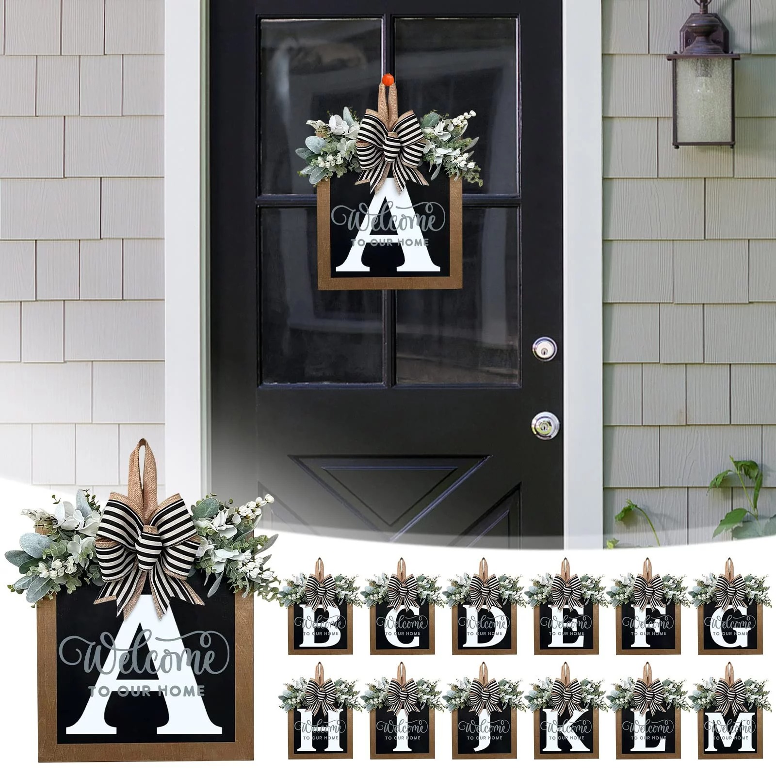 ✨26 Initial Last Name Front Door Wreath-EchoDecor