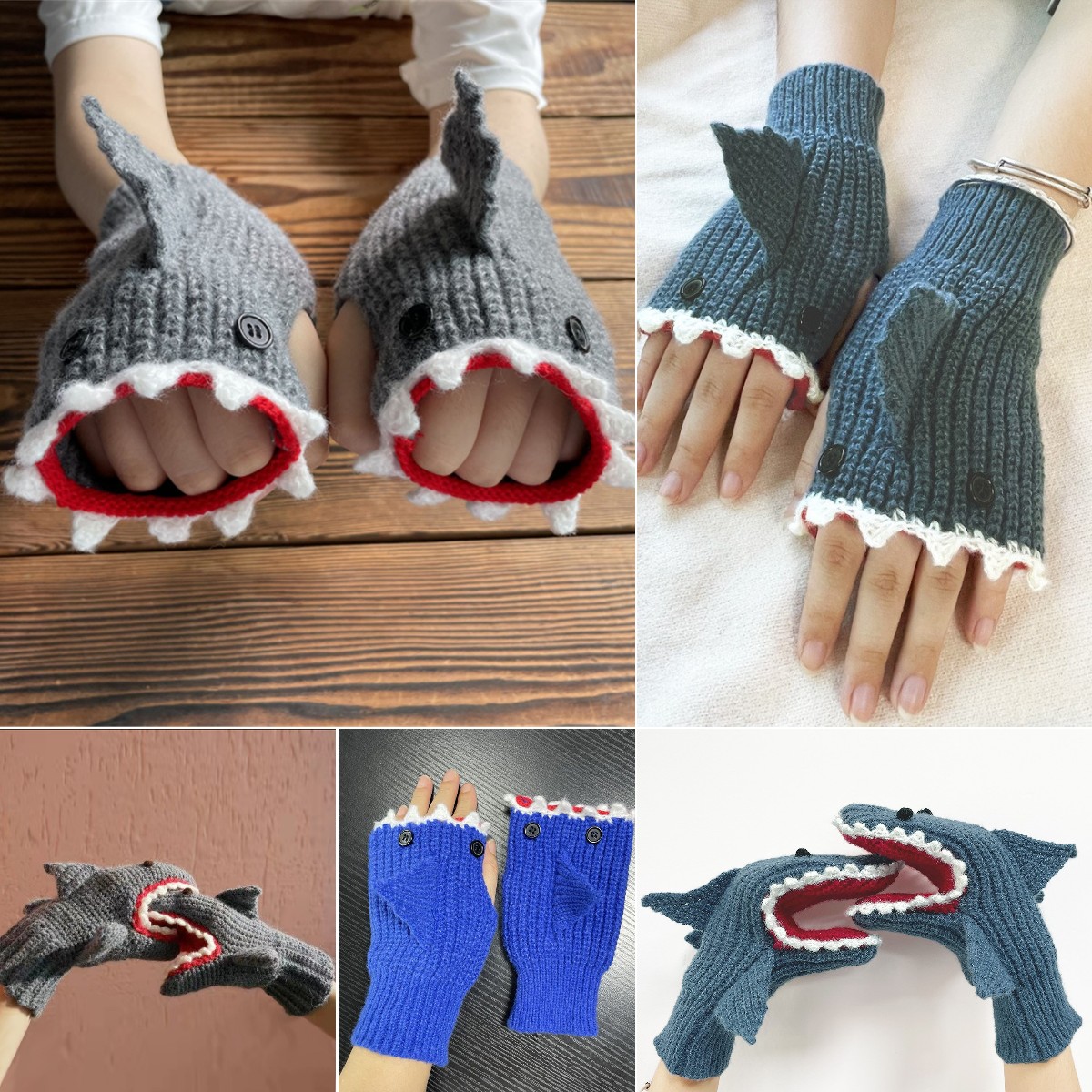 🐱‍🐉Knit Warm Shark Gloves - Perfect Gift for Winter🎁