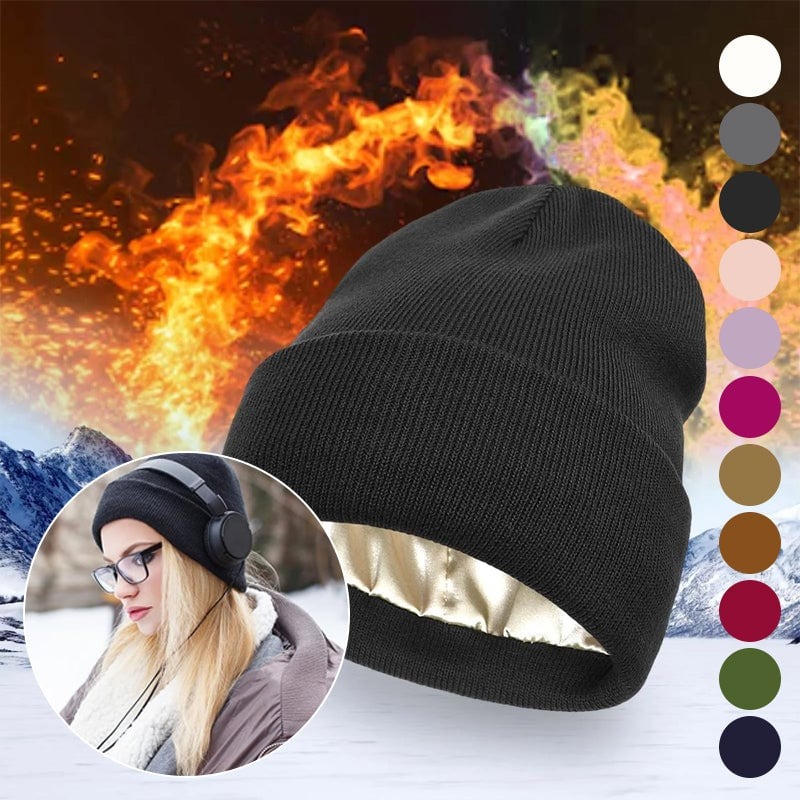 Satin Lined Knit Beanie Hat