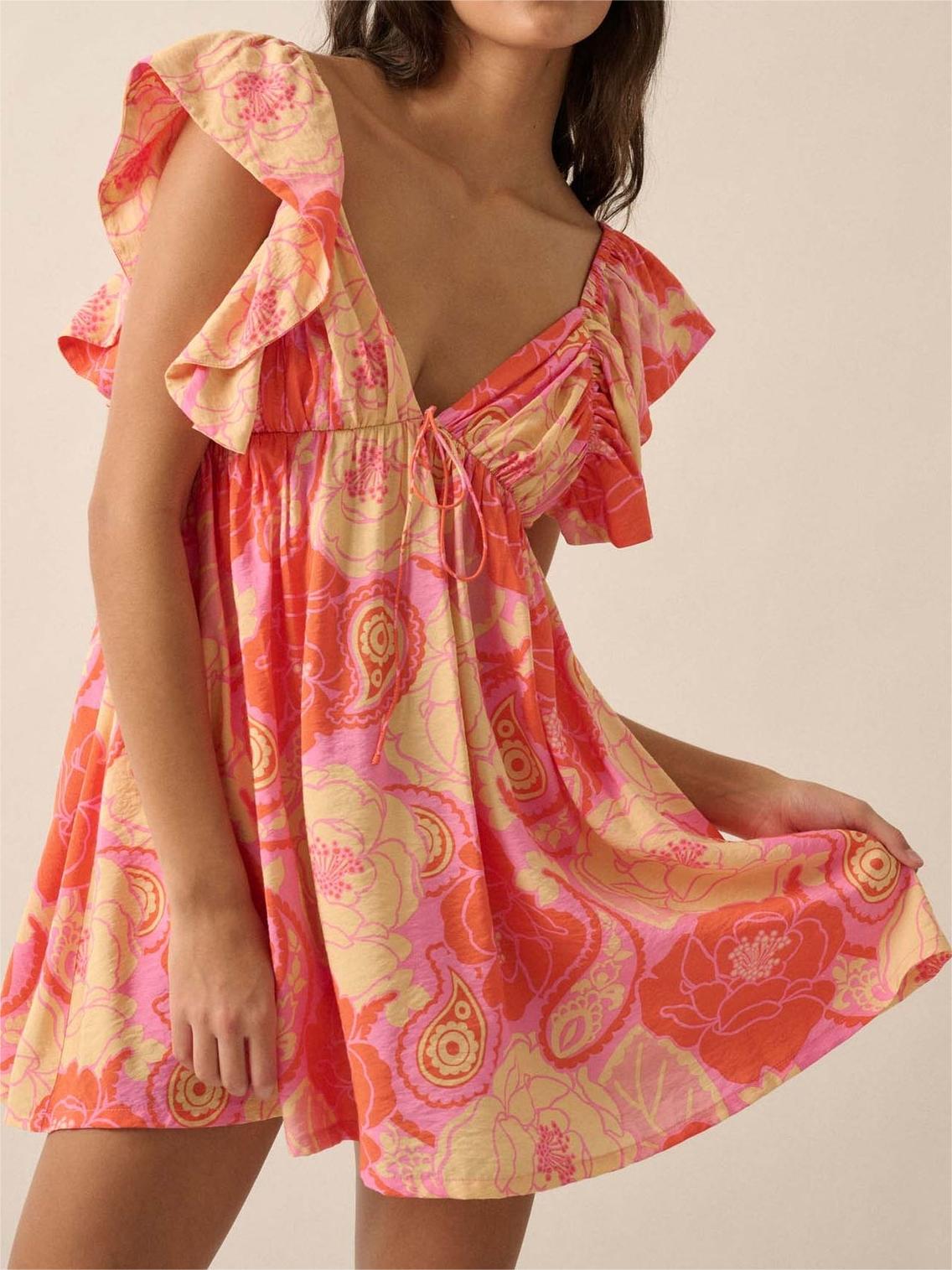 Summer Smoothie Floral Babydoll Mini Dress