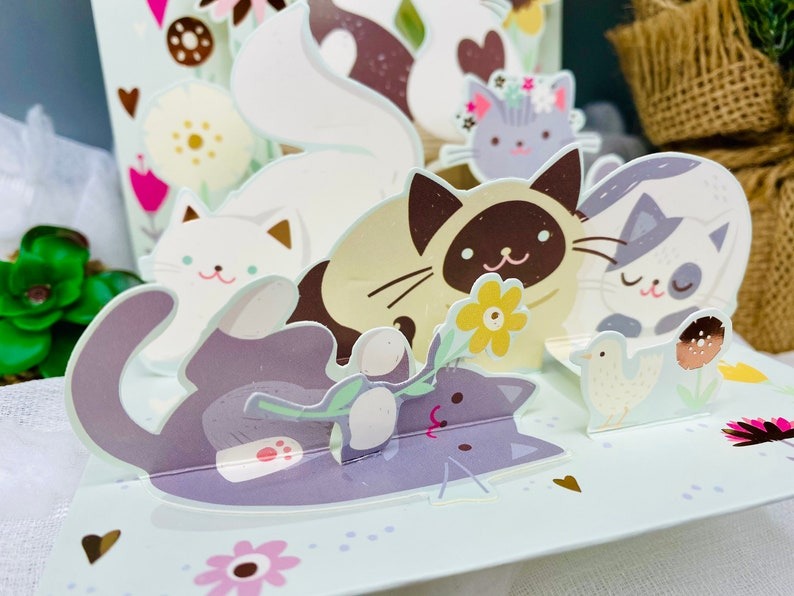 🔥Hot SaleCats Cat, Fluffy Cat,  3D Card, Pop up Card, Card for Wife,  Mother’s Day Card