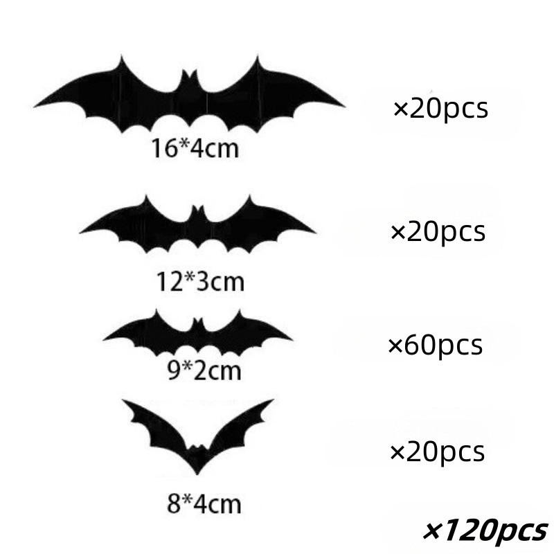 Black 3D Bats Waterproof Stickers For Gothic Home Decor