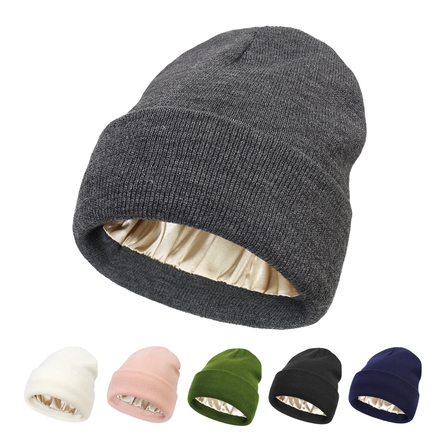 🔥Christmas Sale 49% OFF🎄Satin Lined Knit Beanie Hat