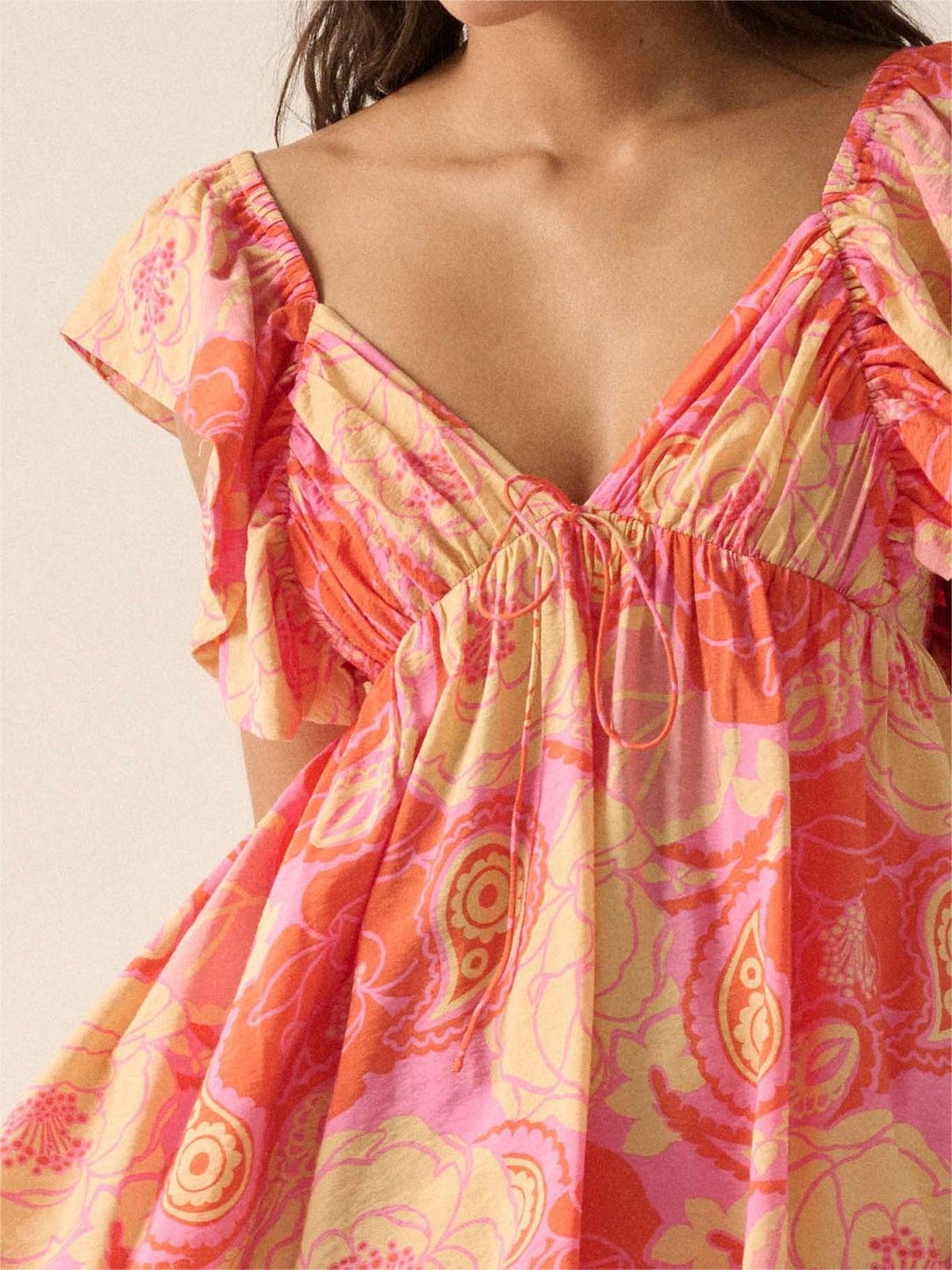 Summer Smoothie Floral Babydoll Mini Dress